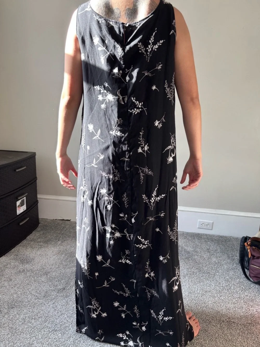 Vintage Y2K Black Slip Silk Floral Maxi Dress Romantic Fairy Whimsy Dress Medium